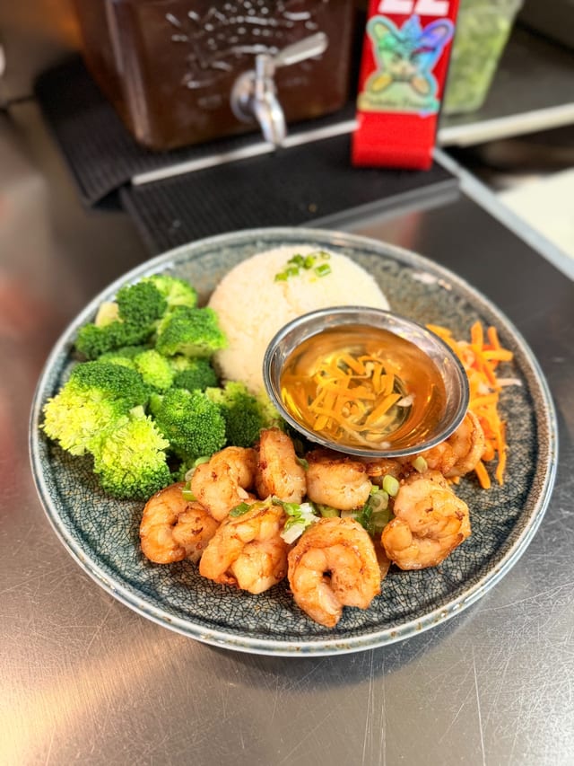 Grilled Shrimp Over Rice (Cơm Tôm Nướng).