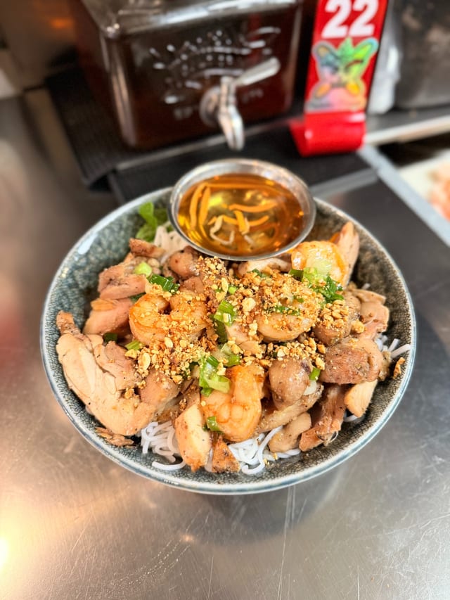 Chicken & Shrimp Vermicelli (Bún Tôm Gà Nướng).